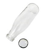 Milk, Juice Glass Bottle with Black 1000ml - 12 Pc Pack